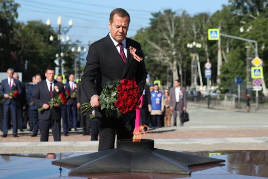 Рабочая поездка зампреда Совбеза РФ Д. Медведева в ДФО. День второй