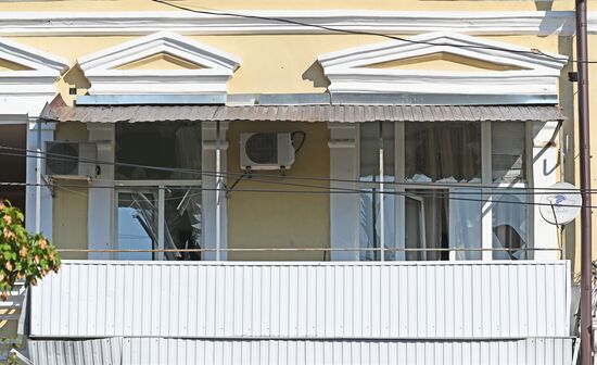 Последствия падения беспилотника в Ростове-на-Дону 