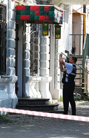 Последствия падения беспилотника в Ростове-на-Дону 