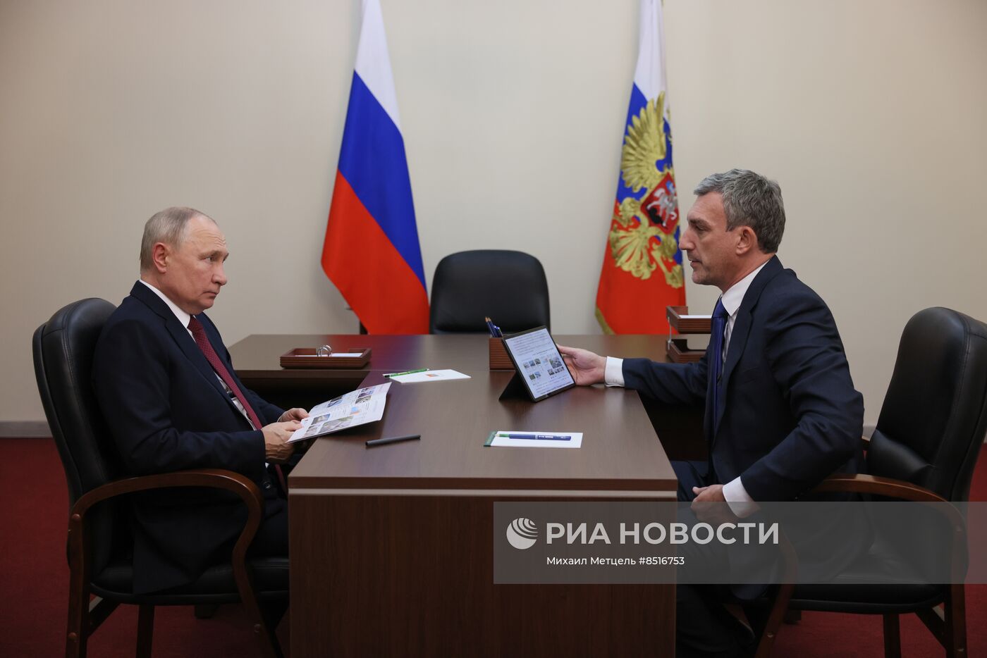 Встреча президента РФ В. Путина и губернатора Амурской области В. Орлова