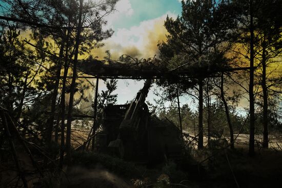 Позиции артиллерийского подразделения ЦВО на Краснолиманском направлении