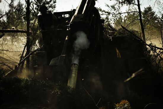 Позиции артиллерийского подразделения ЦВО на Краснолиманском направлении