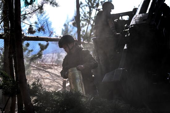 Позиции артиллерийского подразделения ЦВО на Краснолиманском направлении