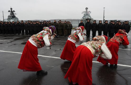 Встреча кораблей Северного флота из арктического похода в Североморске