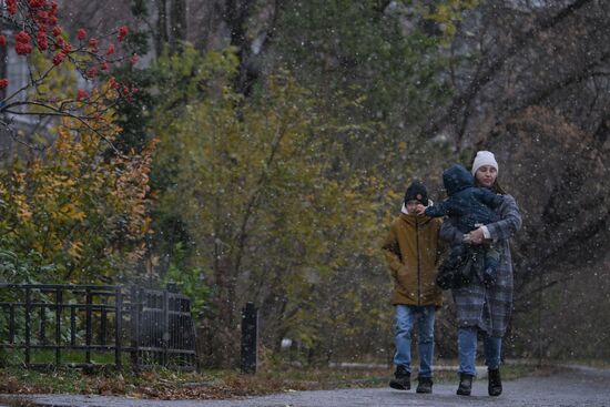 Первый снег в Новосибирске