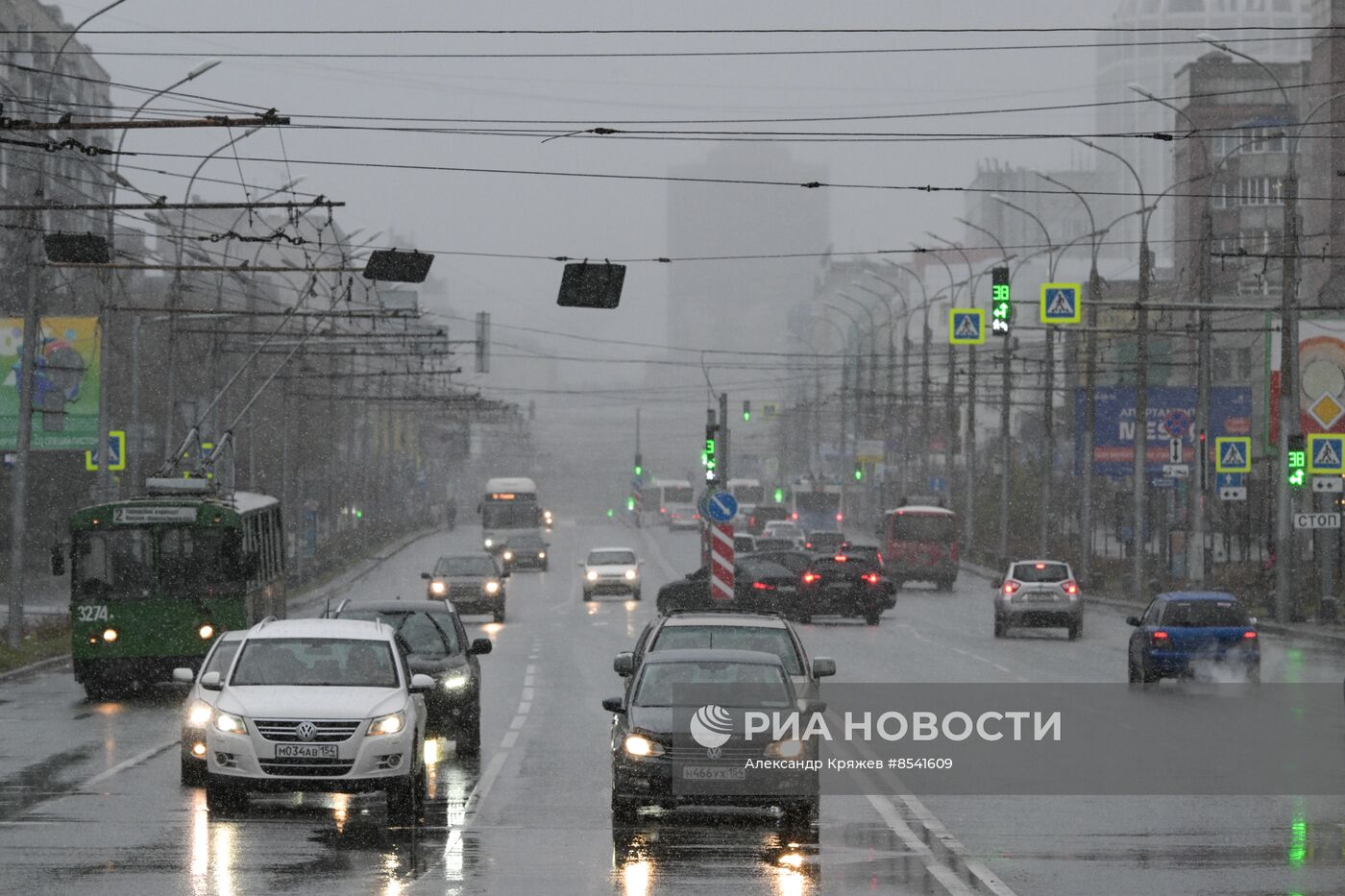 Первый снег в Новосибирске