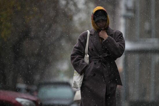 Первый снег в Новосибирске