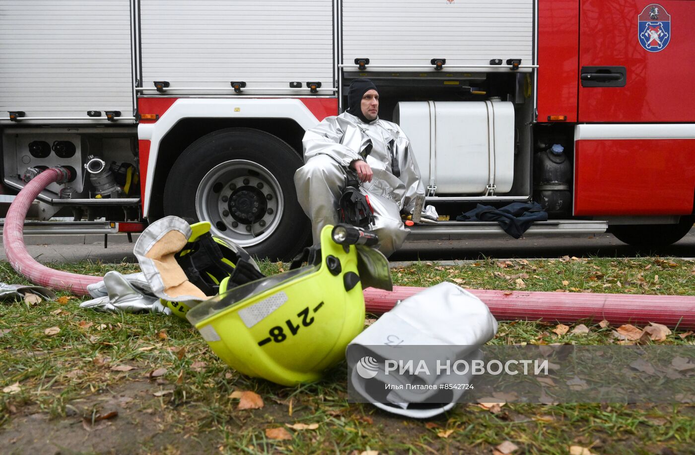 Тренировка пожарных и спасателей Москвы 