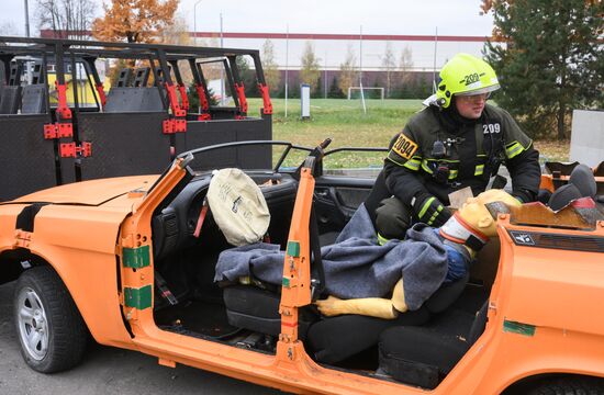 Тренировка пожарных и спасателей Москвы 