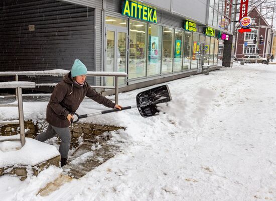 Снегопад в Карелии