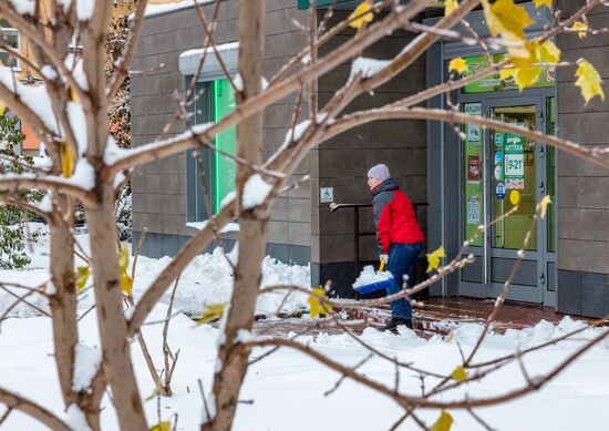 Снегопад в Карелии