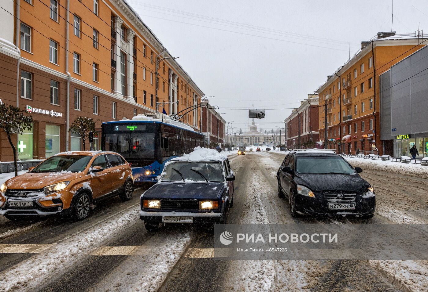 Снегопад в Карелии