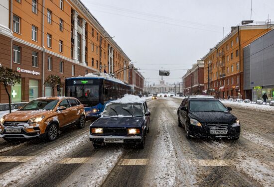 Снегопад в Карелии