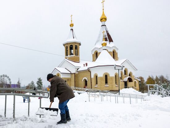 Снегопад в Карелии