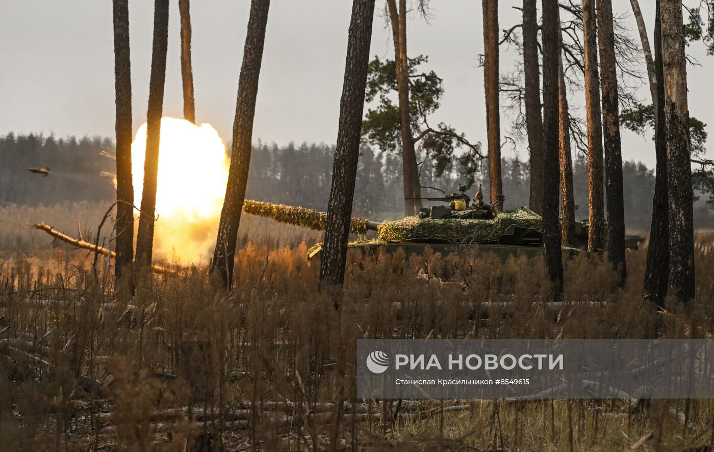 Боевая работа экипажей танков Т-80 на Краснолиманском направлении СВО