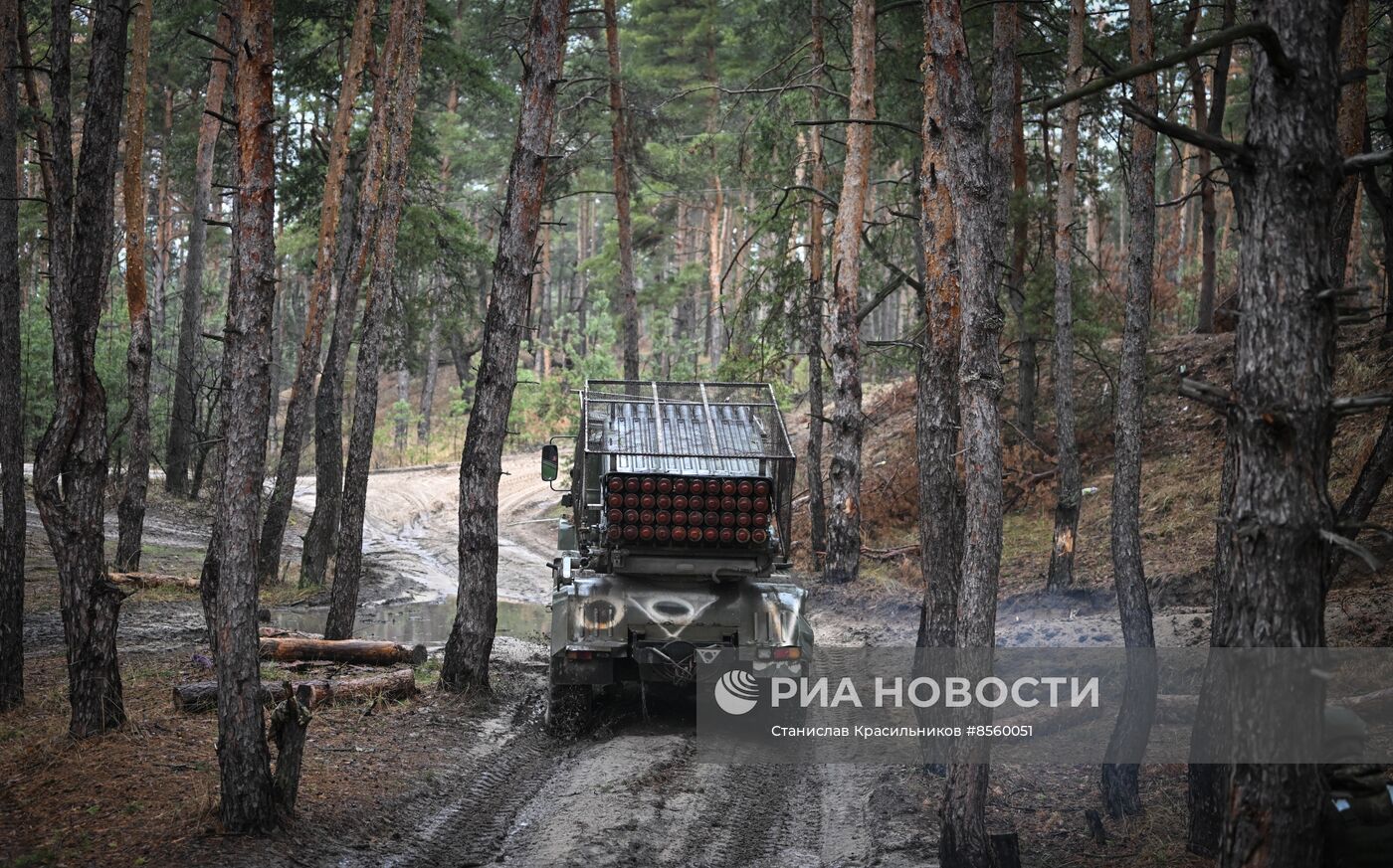 Боевая работа расчетов РСЗО БМ-21 "Град" гвардейского мотострелкового полка ЦВО на Краснолиманском направлении СВО