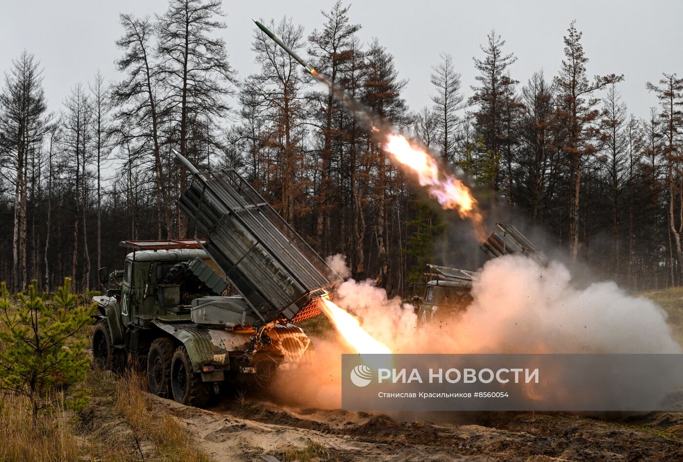 Боевая работа расчетов РСЗО БМ-21 "Град" гвардейского мотострелкового полка ЦВО на Краснолиманском направлении СВО