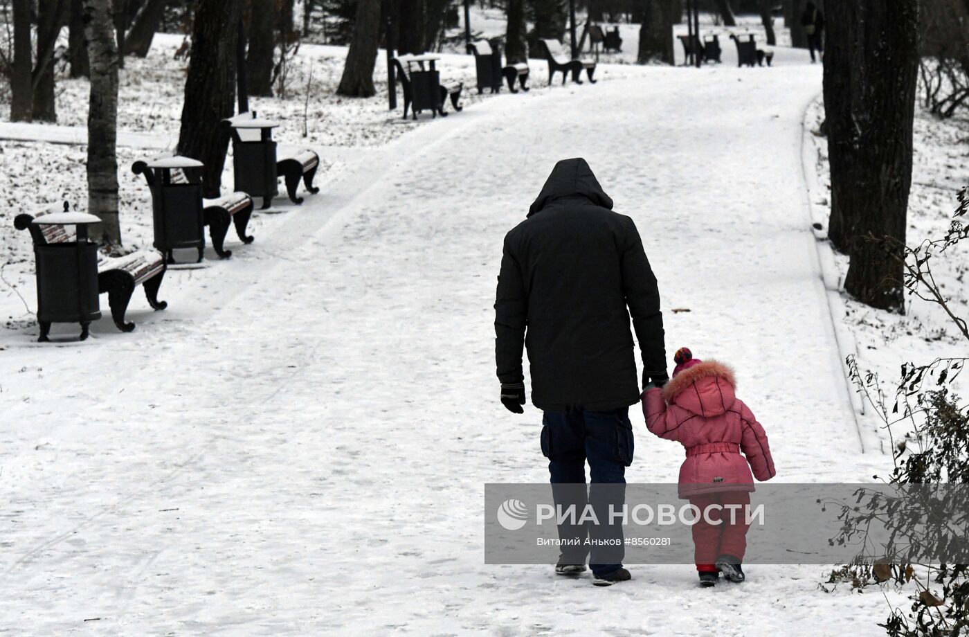 Первый снег во Владивостоке