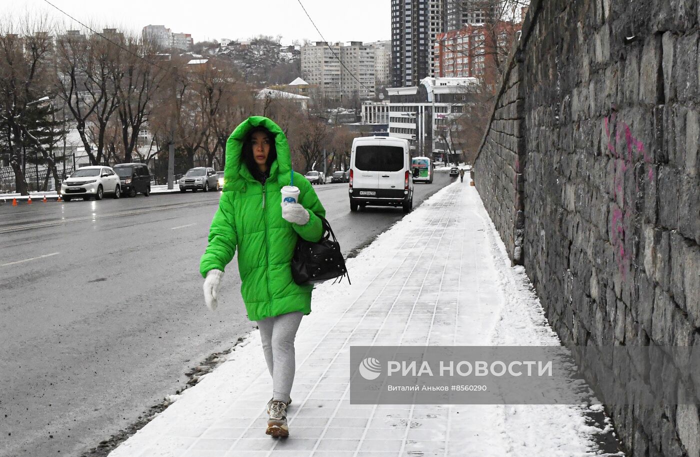 Первый снег во Владивостоке