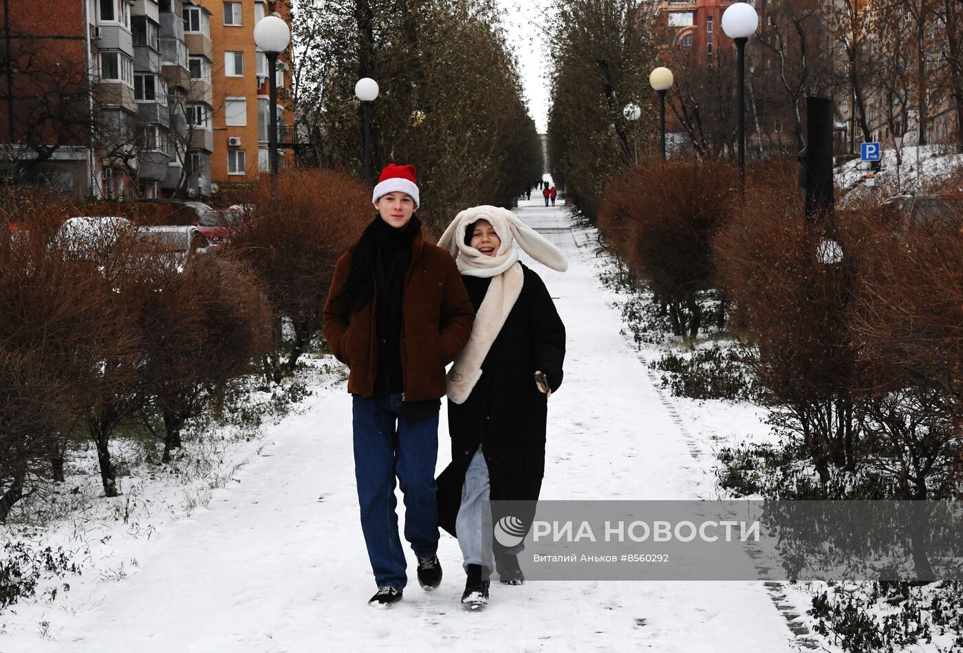 Первый снег во Владивостоке