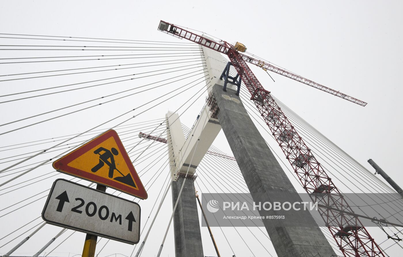 Строительство моста через Обь в Новосибирске 