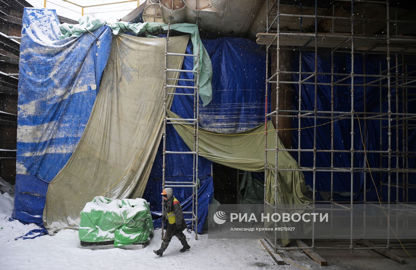 Строительство моста через Обь в Новосибирске 