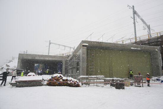 Строительство моста через Обь в Новосибирске 