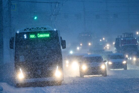 Снегопад в Новосибирске