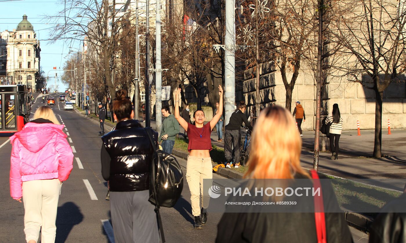 Протесты в Белграде против результатов выборов в Сербии