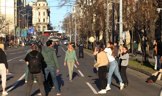 Протесты в Белграде против результатов выборов в Сербии