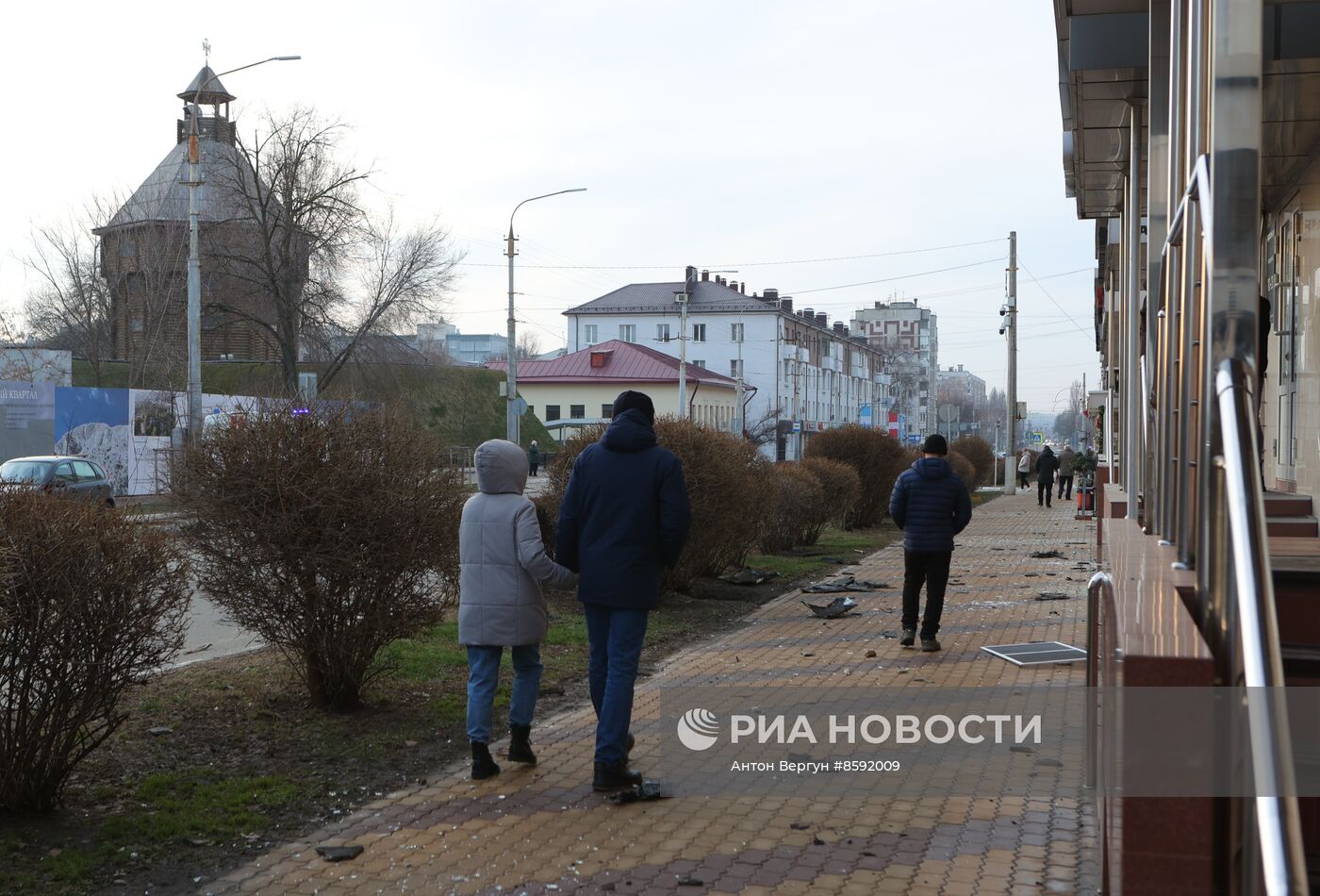 Последствия обстрела центра Белгорода ВСУ