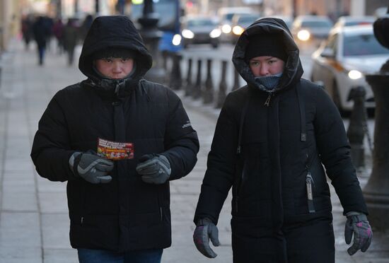 Сильный мороз в Санкт-Петербурге