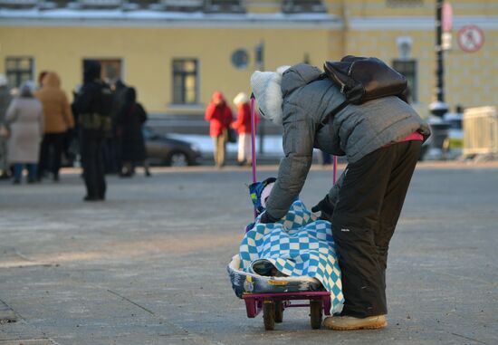 Сильный мороз в Санкт-Петербурге