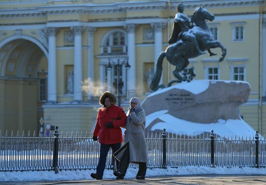 Сильный мороз в Санкт-Петербурге