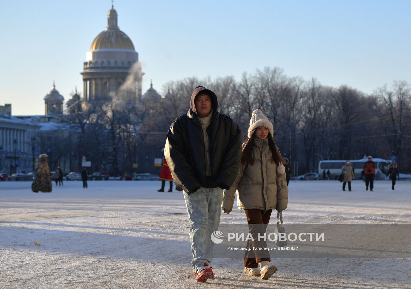 Сильный мороз в Санкт-Петербурге