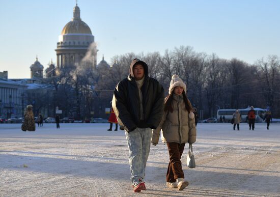 Сильный мороз в Санкт-Петербурге