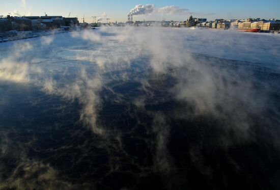 Сильный мороз в Санкт-Петербурге