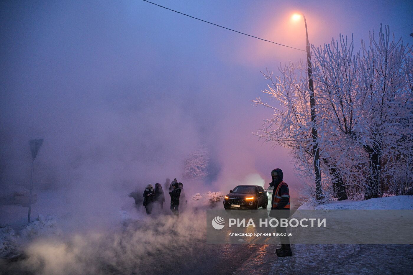 Прорыв на теплотрассе в Новосибирске