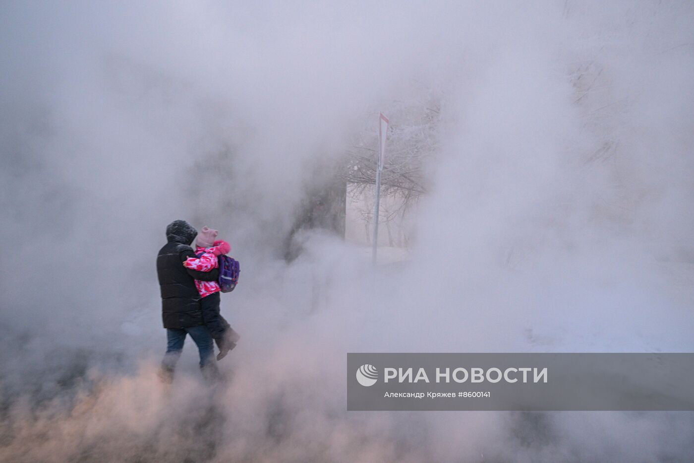 Прорыв на теплотрассе в Новосибирске