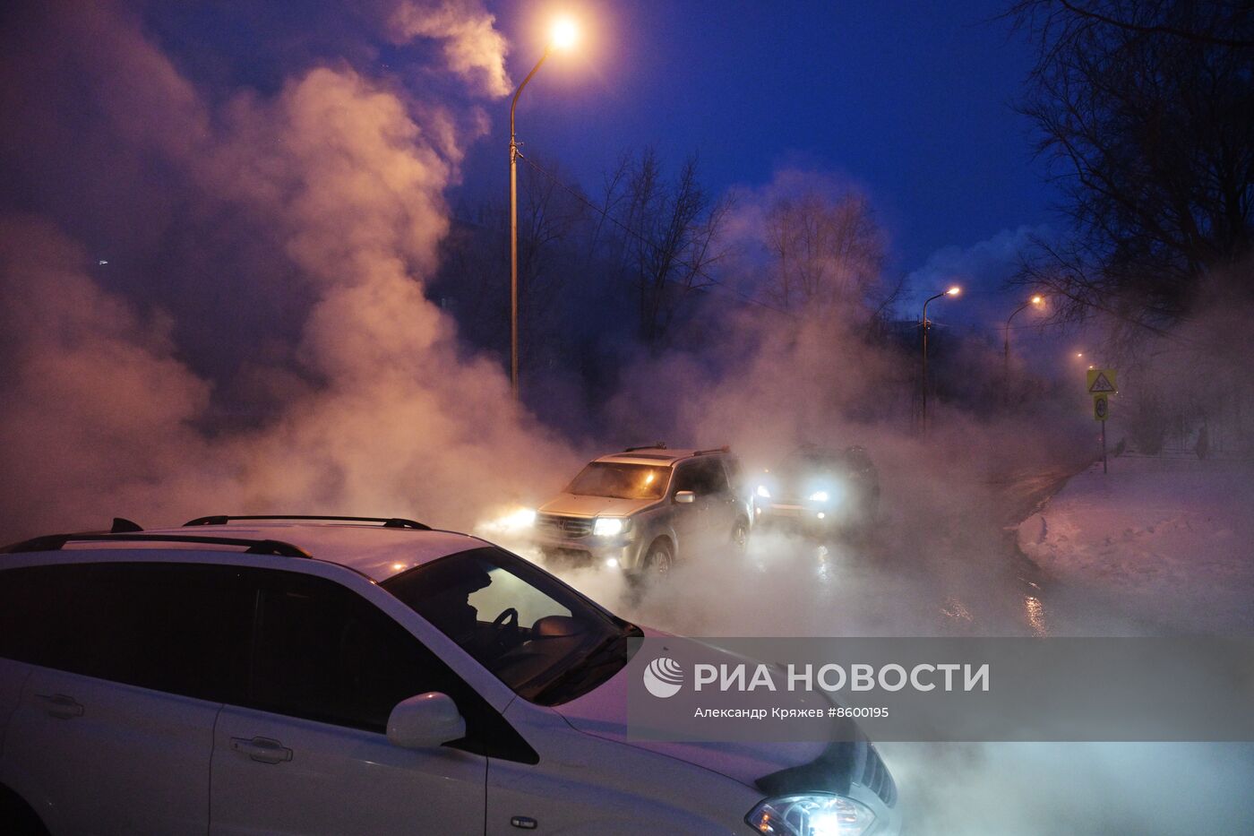 Прорыв на теплотрассе в Новосибирске