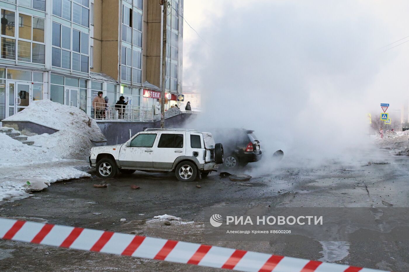 Прорыв на теплотрассе в Новосибирске