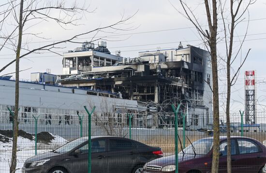 Последствия пожара на заводе "Авангард" в Ростовской области