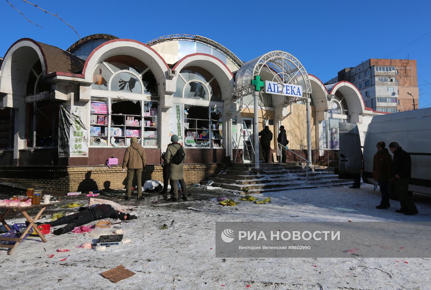 Последствия обстрела Донецка