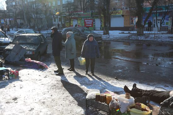 Последствия обстрела Донецка