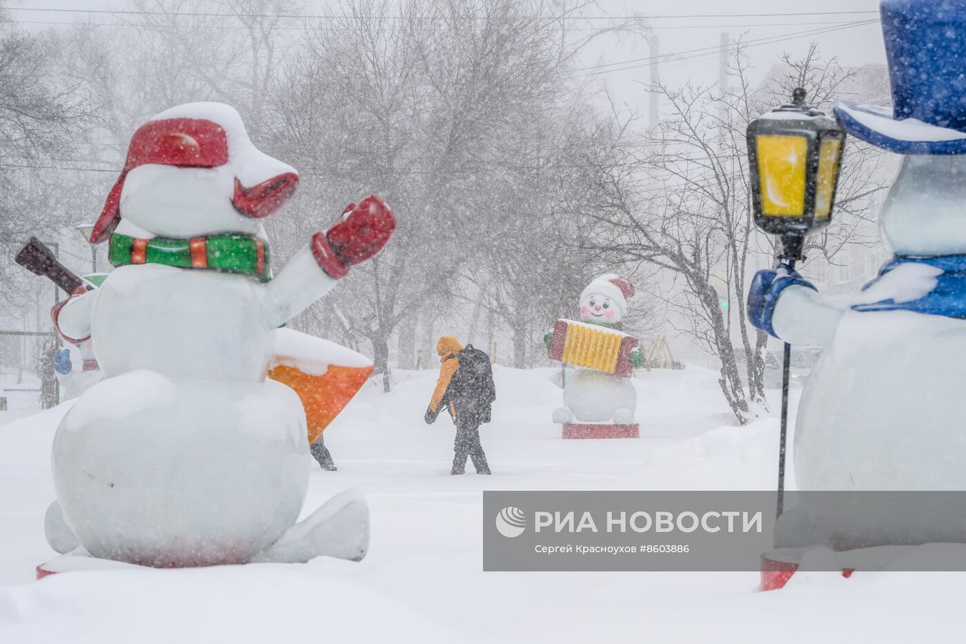 Снежный циклон на Сахалине