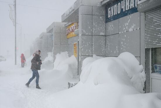 Снежный циклон на Сахалине