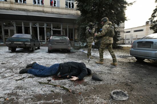 Последствия обстрела Донецка