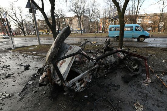 Последствия обстрела Донецка