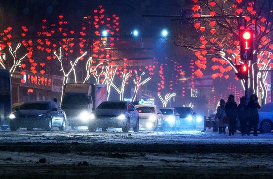 Город Шэньян перед китайским Новым годом