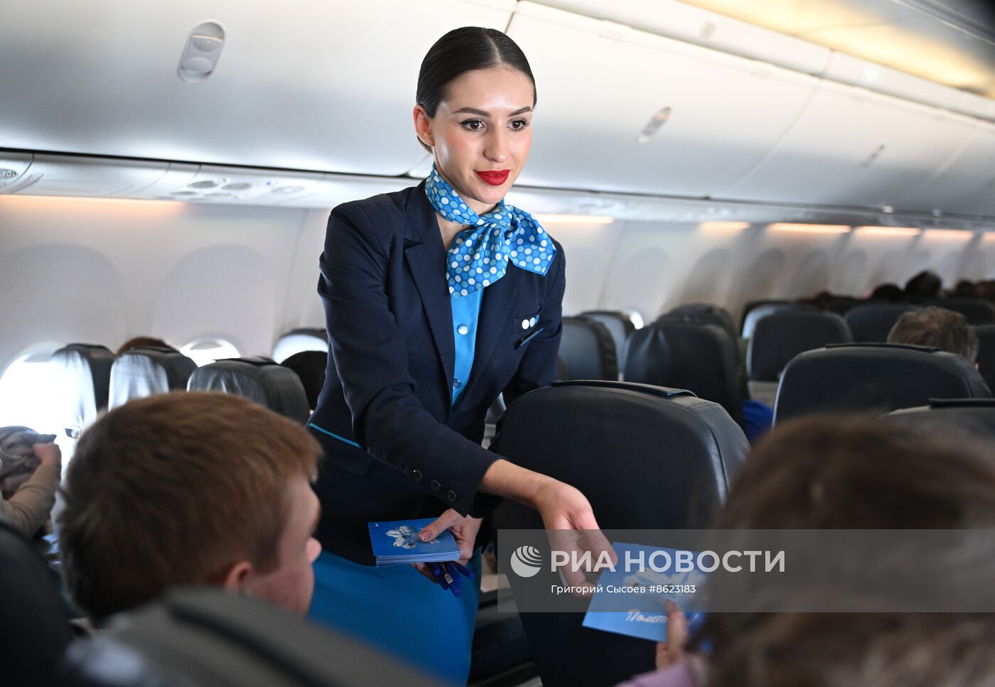 Первый рейс самолета авиакомпании "Победа" в новой ливрее